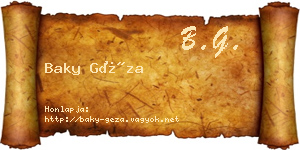 Baky Géza névjegykártya